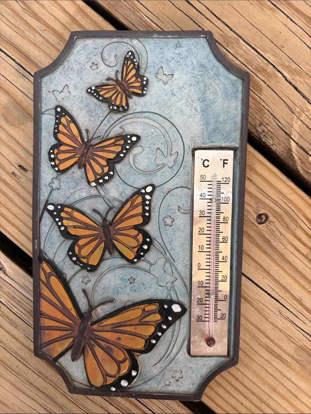 Butterfly Wall Thermometer - Orange Monarch Design